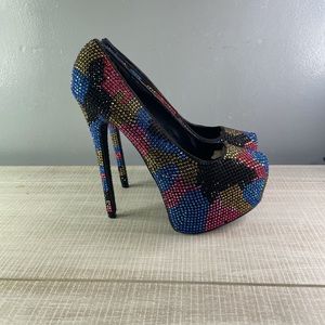 Steve Madden Multi color bling heel.
